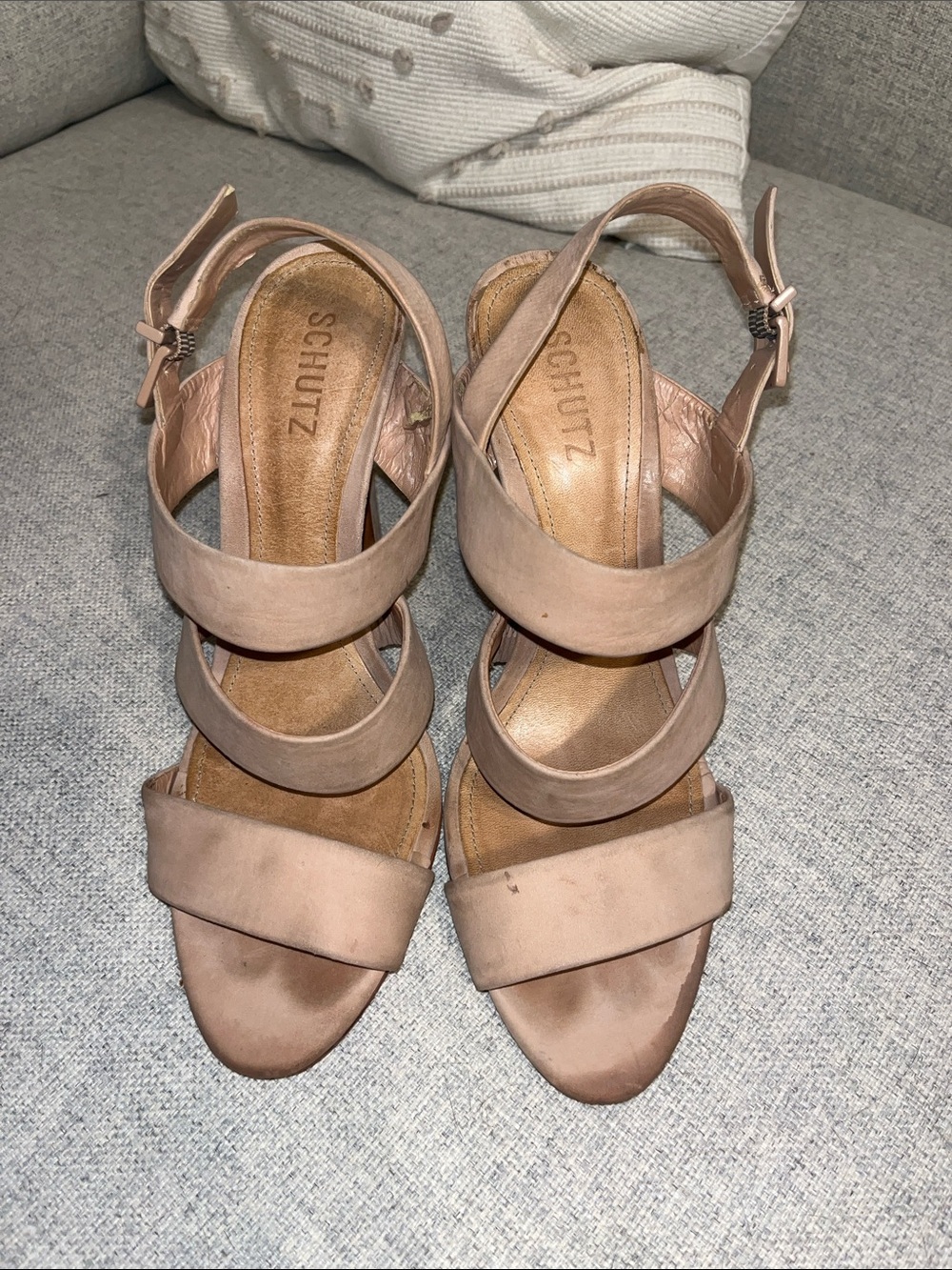 SCHUTZ Blush Nude Strappy Heel Sandals